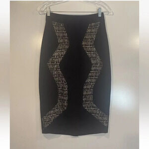 Badgley Mischka Black‎ Tweed Pencil Skirt Womens Size 2 (768)